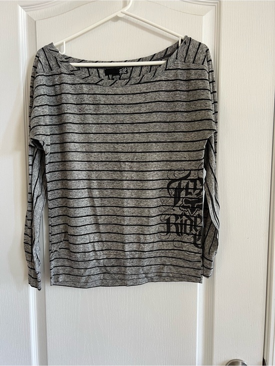 Fox Tops - Fox Black and Heather Gray Striped Long Sleeve Shirt
